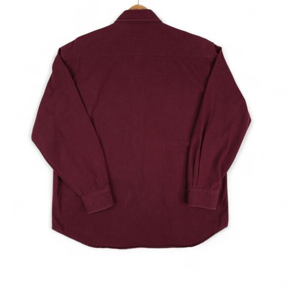 Vtg RedHead Flannel Shirt Mens L Burgundy Cotton Chamois Long Sleeve Workwear - Picture 3 of 8